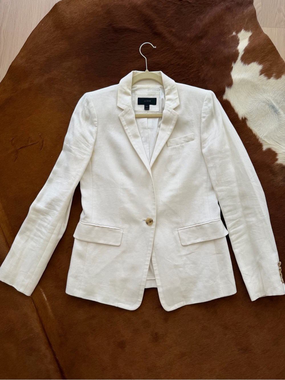 J. Crew Women's Off-White Single-Button Linen Blazer